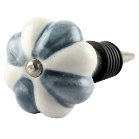 Grey And White Ceramic Melon Wine Stopper